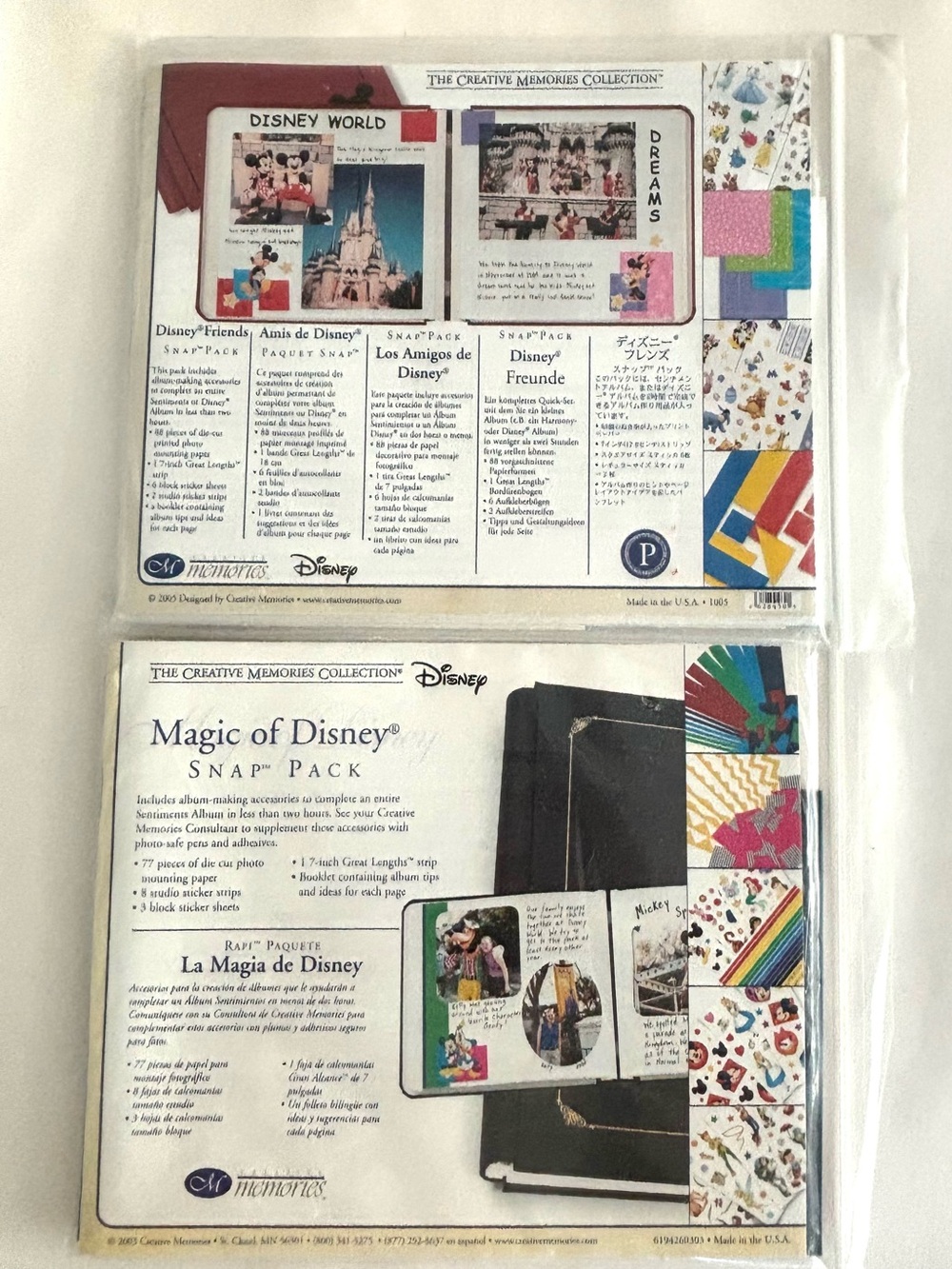 lot of 2 Creative Memories x Disney snap pack - Magic of Disney / Friends - NIP